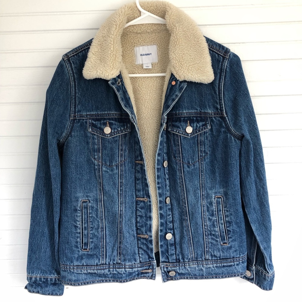 Denim Sherpa lined jacket size small